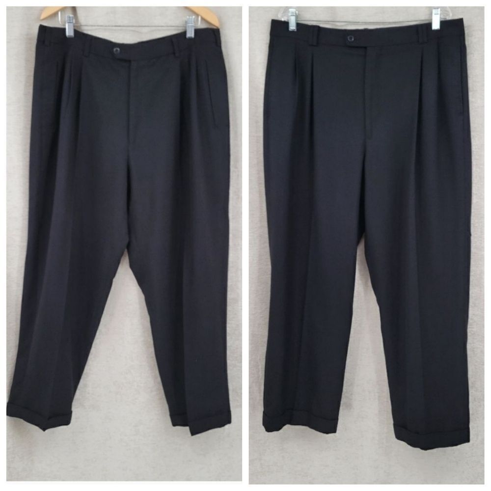 Bachrach Men's Size 38 Black Slacks Trousers Pleated Front Lot of 2